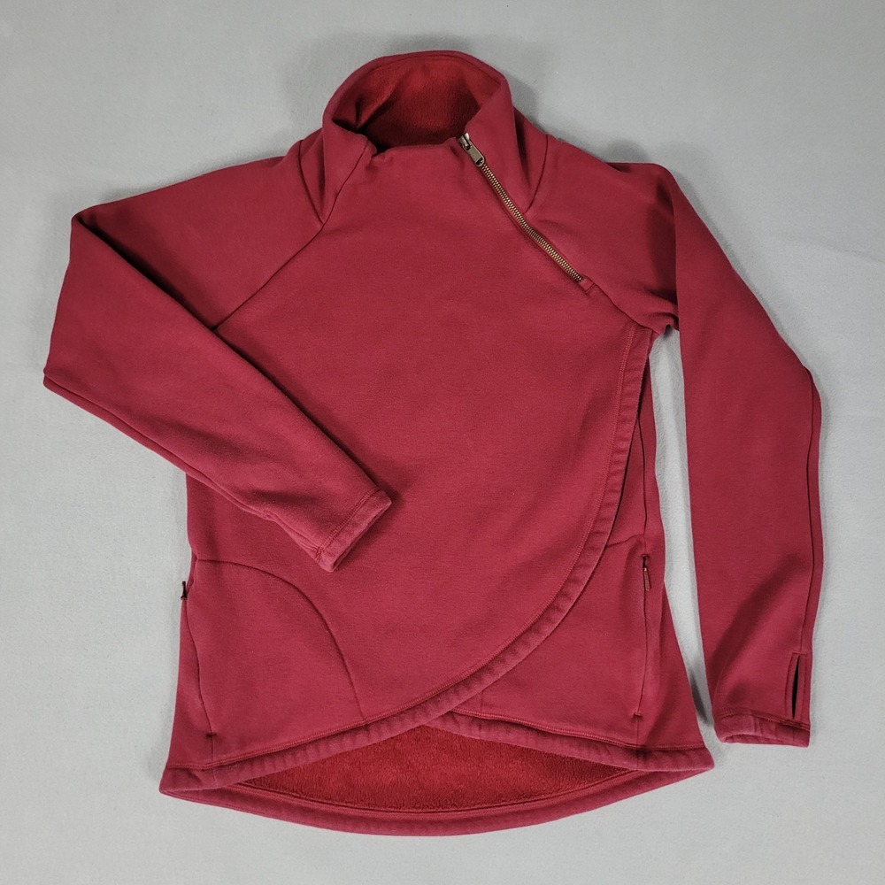 Athleta Sweatshirt Womens XS Red Asymmetric Zip Fleece Pullover Cybele Jacket